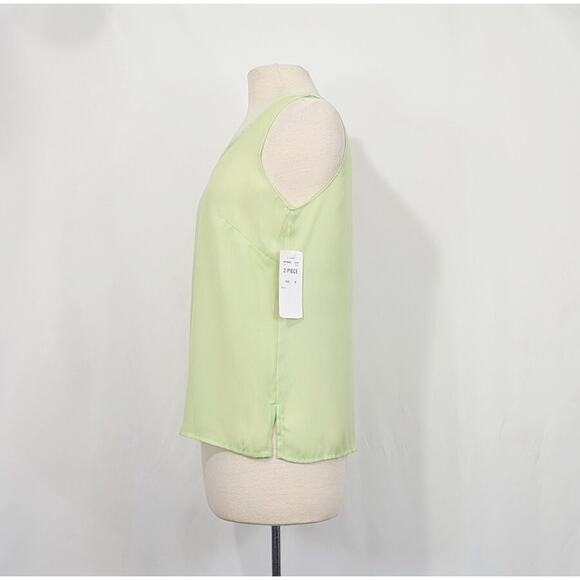 Notations Blouse Tank Top Set Floral Print Sheer Green Misses Size M New - Picture 8 of 12